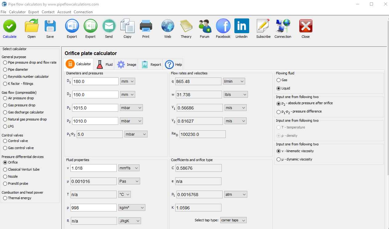 Orifice sizing calculator