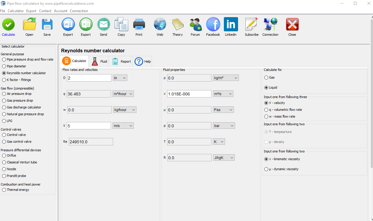 Reynolds number calculator