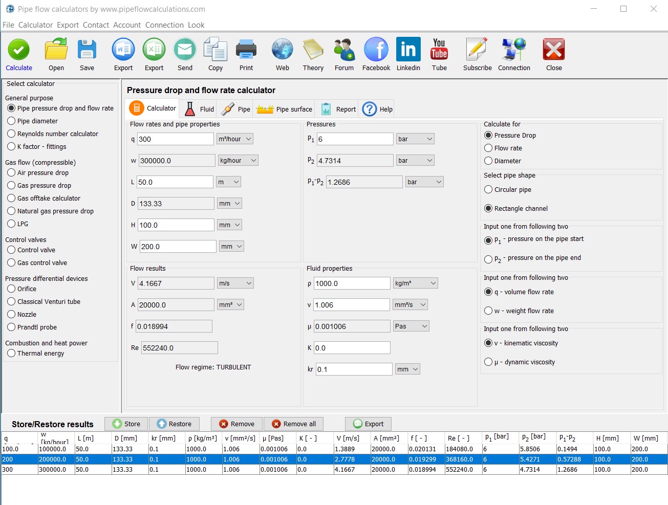 Pressure drop calculator